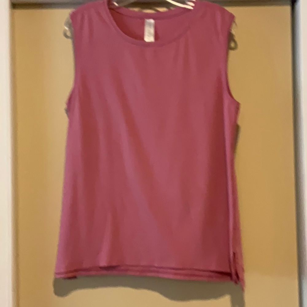 Core 10 Women's Large Blush Soft Cotton Relaxed-Fit Yoga Tank Top